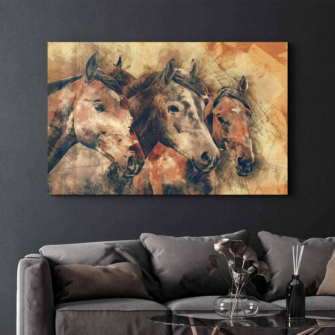 ・"Horses"・Glass Wall Art - ArtDesigna Glass Printing Wall Art