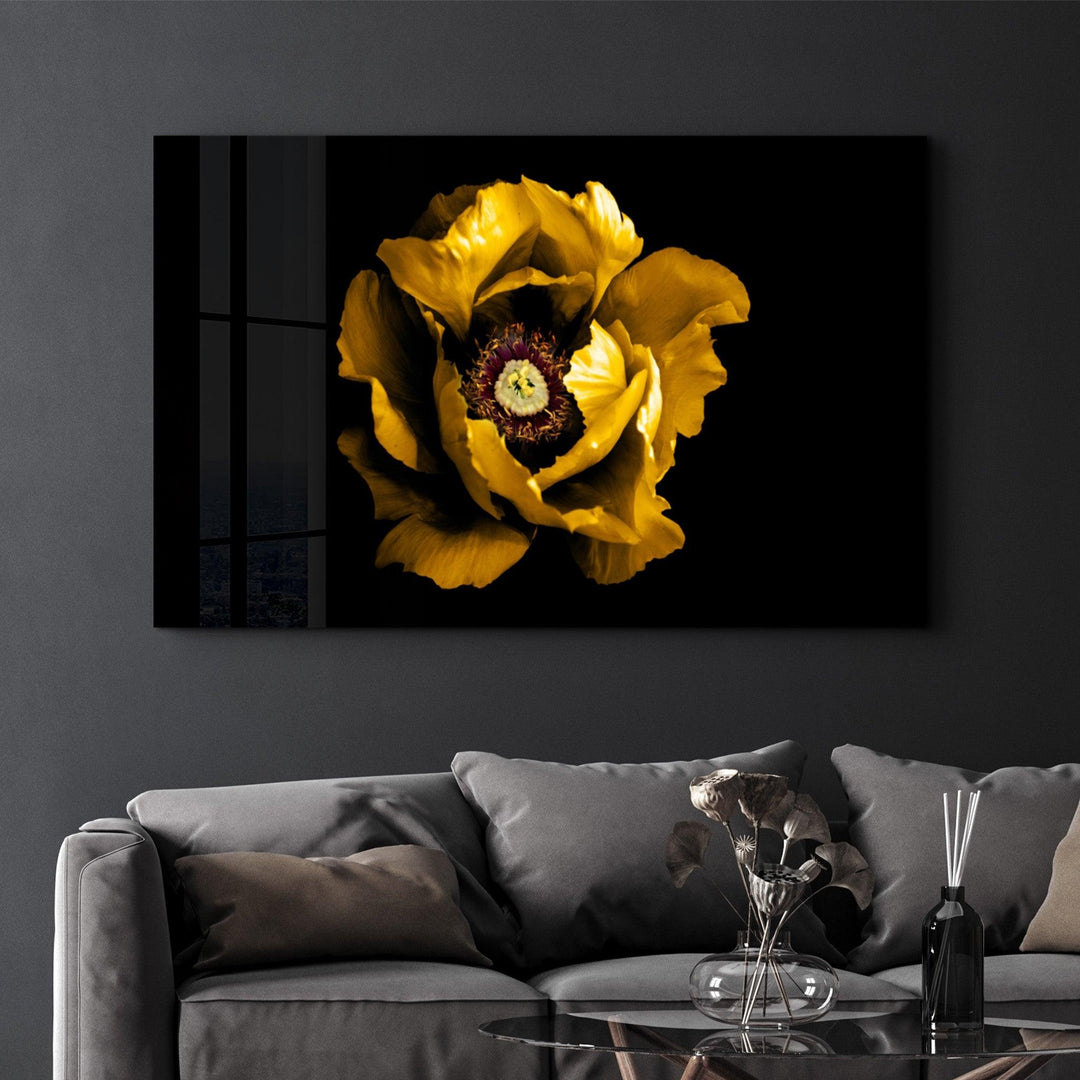 ・"Yellow Rose 2"・Glass Wall Art - ArtDesigna Glass Printing Wall Art