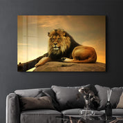 King of the Savanna | Glass Wall Art - Artdesigna