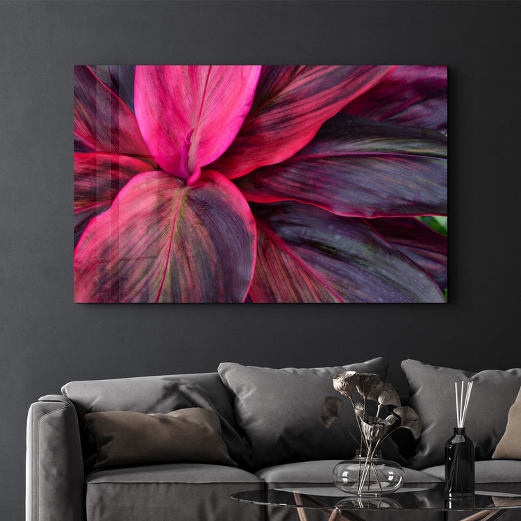 ・"Pink Leaves"・Glass Wall Art - ArtDesigna Glass Printing Wall Art