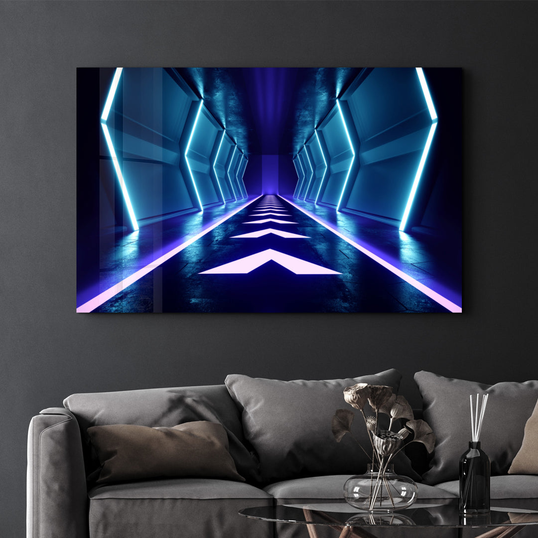 ・"Neon Spacecraft"・Glass Wall Art - ArtDesigna Glass Printing Wall Art