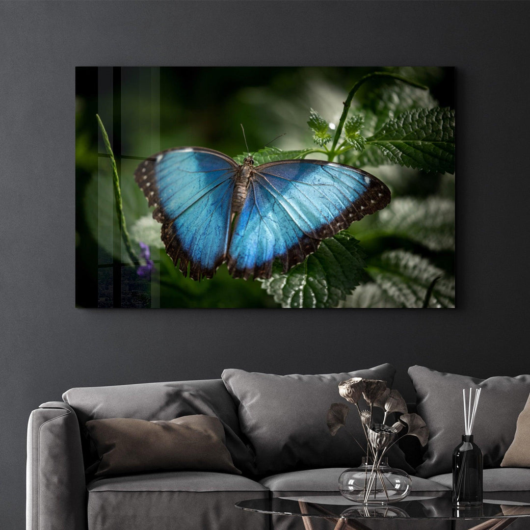 ・"Butterfly Bluewing"・Glass Wall Art - ArtDesigna Glass Printing Wall Art
