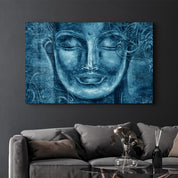 Buddha Blue | Glass Wall Art - Artdesigna