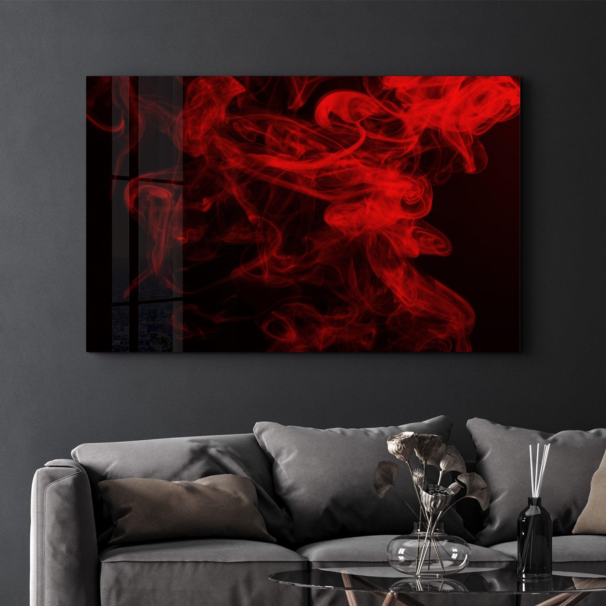 Red Smoke2 | Glass Wall Art - ArtDesigna Glass Printing Wall Art