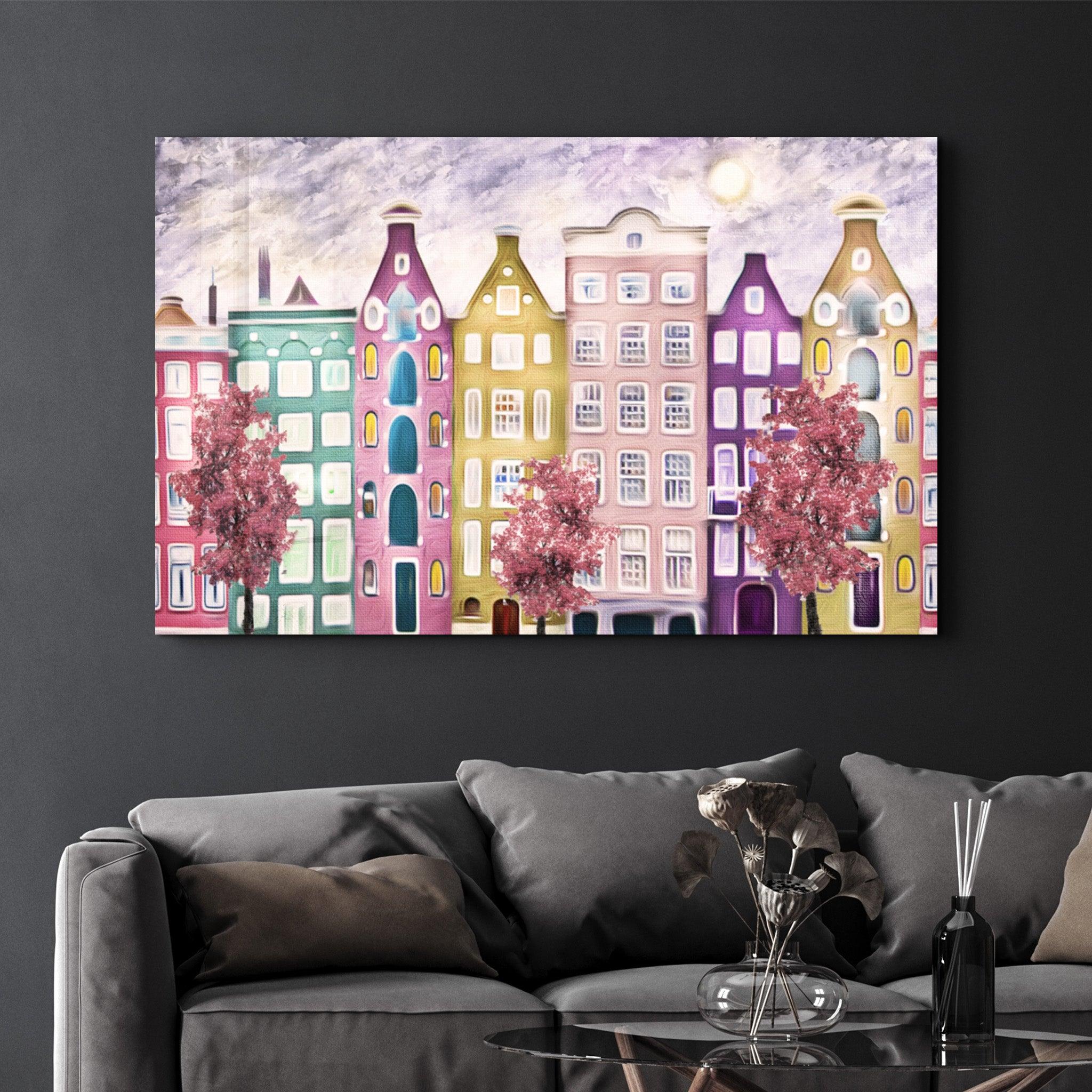 Charming City Blooms | Glass Wall Art - Artdesigna