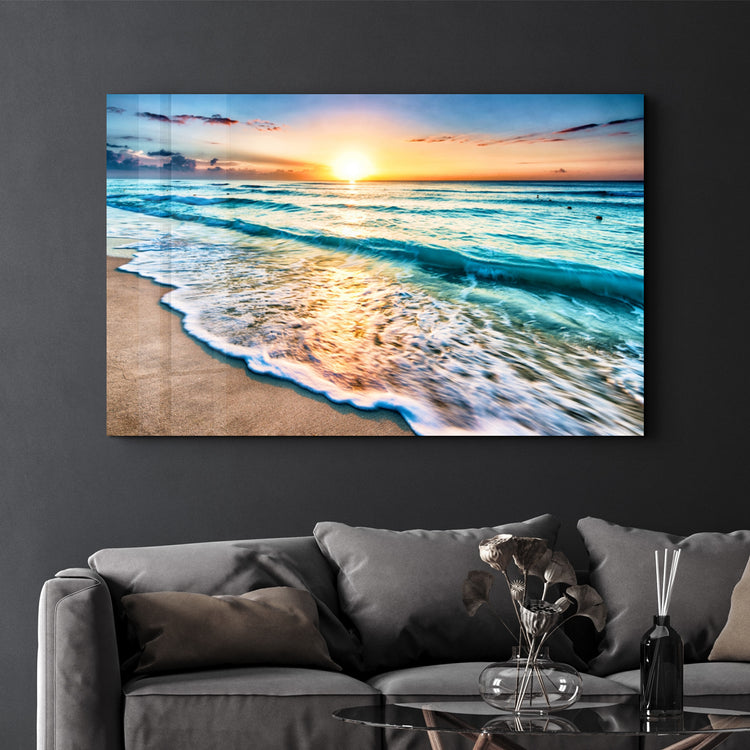 ・"Ocean and Sunset"・Glass Wall Art - ArtDesigna Glass Printing Wall Art