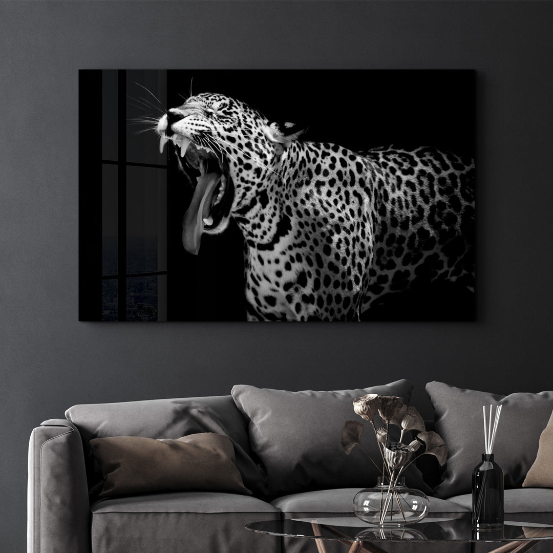 ・"Leopard Yawn"・Glass Wall Art - ArtDesigna Glass Printing Wall Art