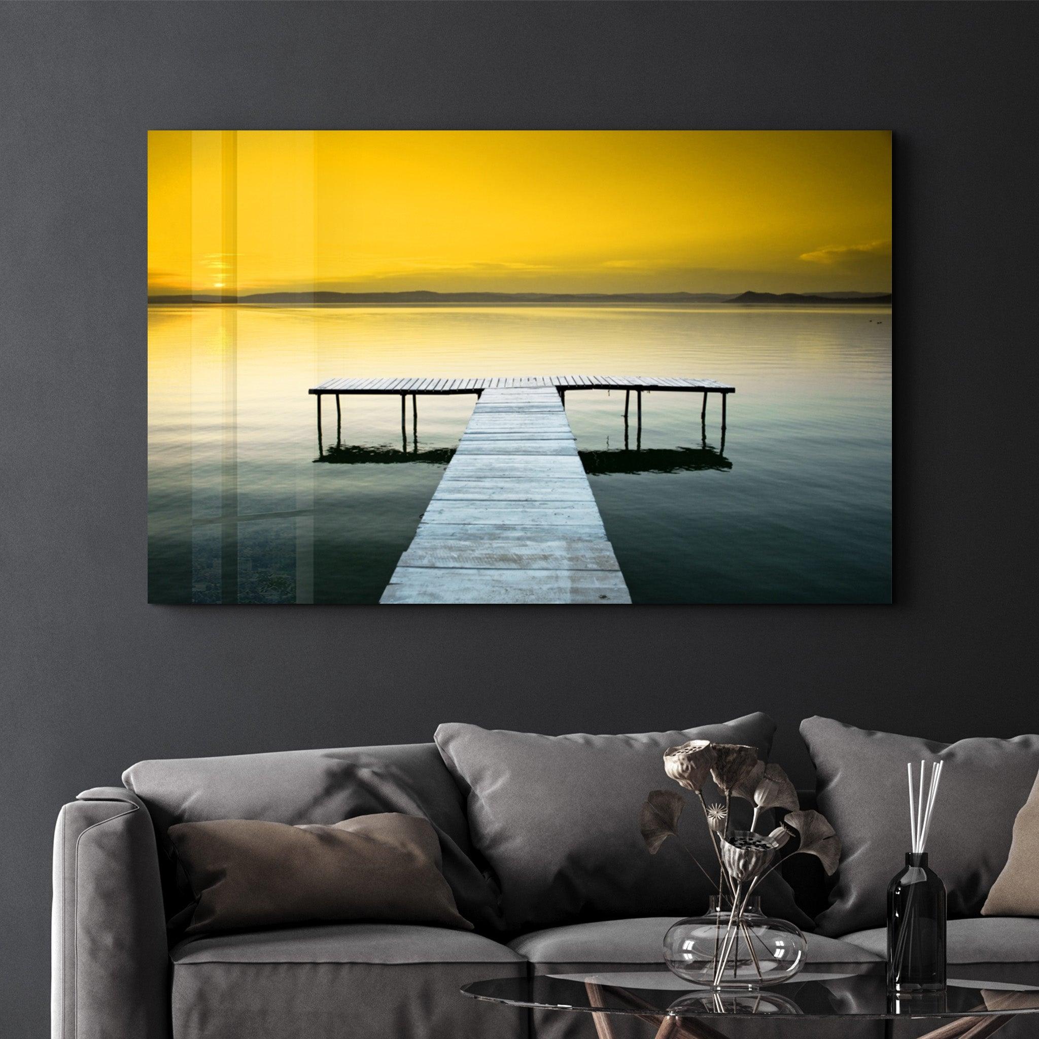 Sunset on the Pier | Glass Wall Art - ArtDesigna Glass Printing Wall Art