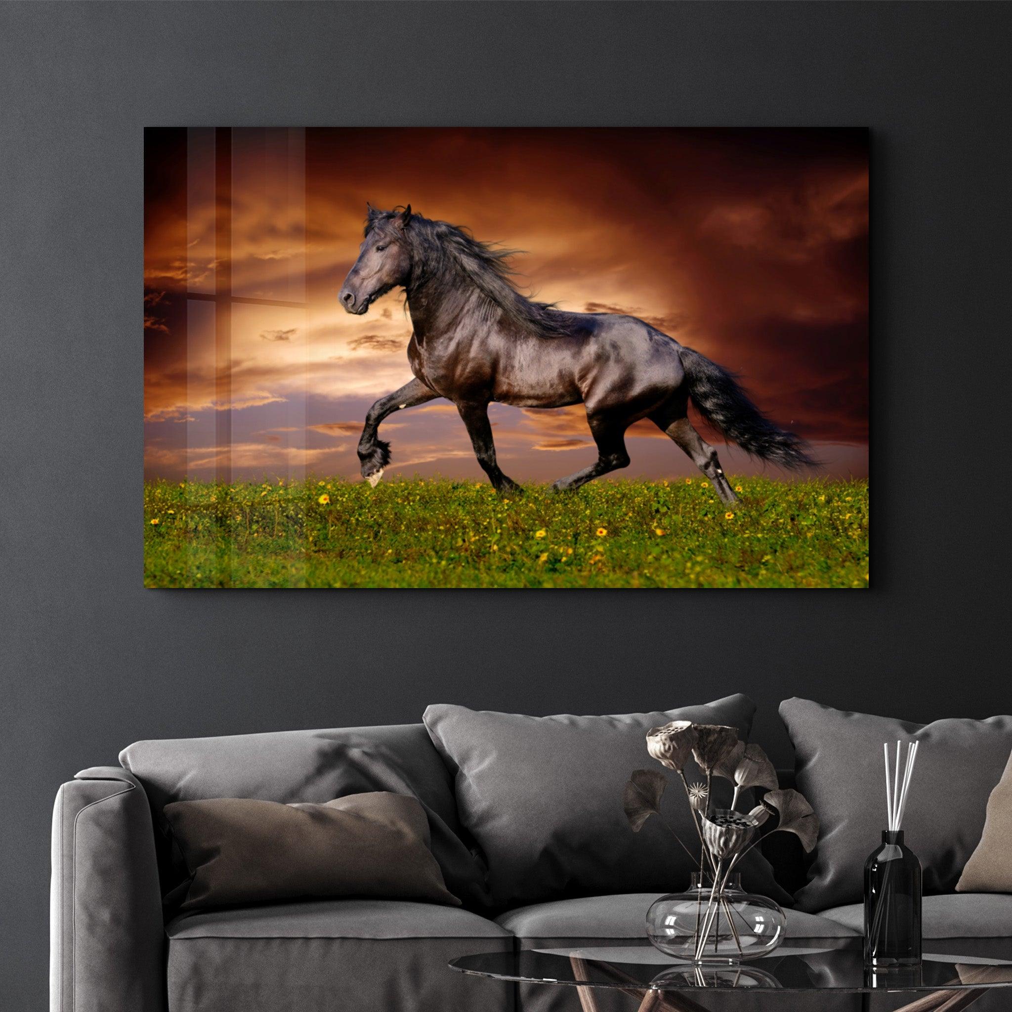 Horse in the Wind | Glass Wall Art - ArtDesigna Glass Printing Wall Art