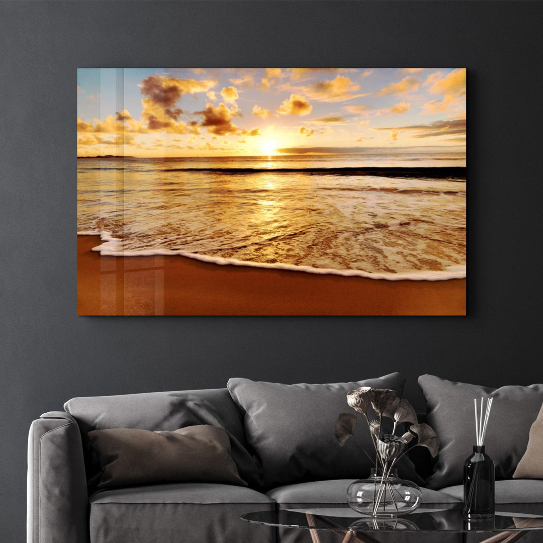 ・"Ocean and Sunset V2"・Glass Wall Art - ArtDesigna Glass Printing Wall Art