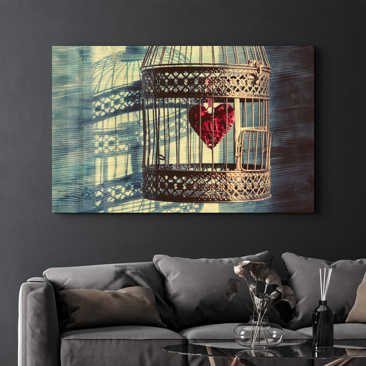 ・"The Heart in the Cage"・Glass Wall Art - ArtDesigna Glass Printing Wall Art