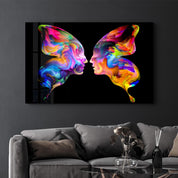 Colored Face Off | Glass Wall Art - Artdesigna