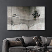 Banksy - What Are You Looking At? | Designer's Collection Glass Wall Art - ArtDesigna Glass Printing Wall Art