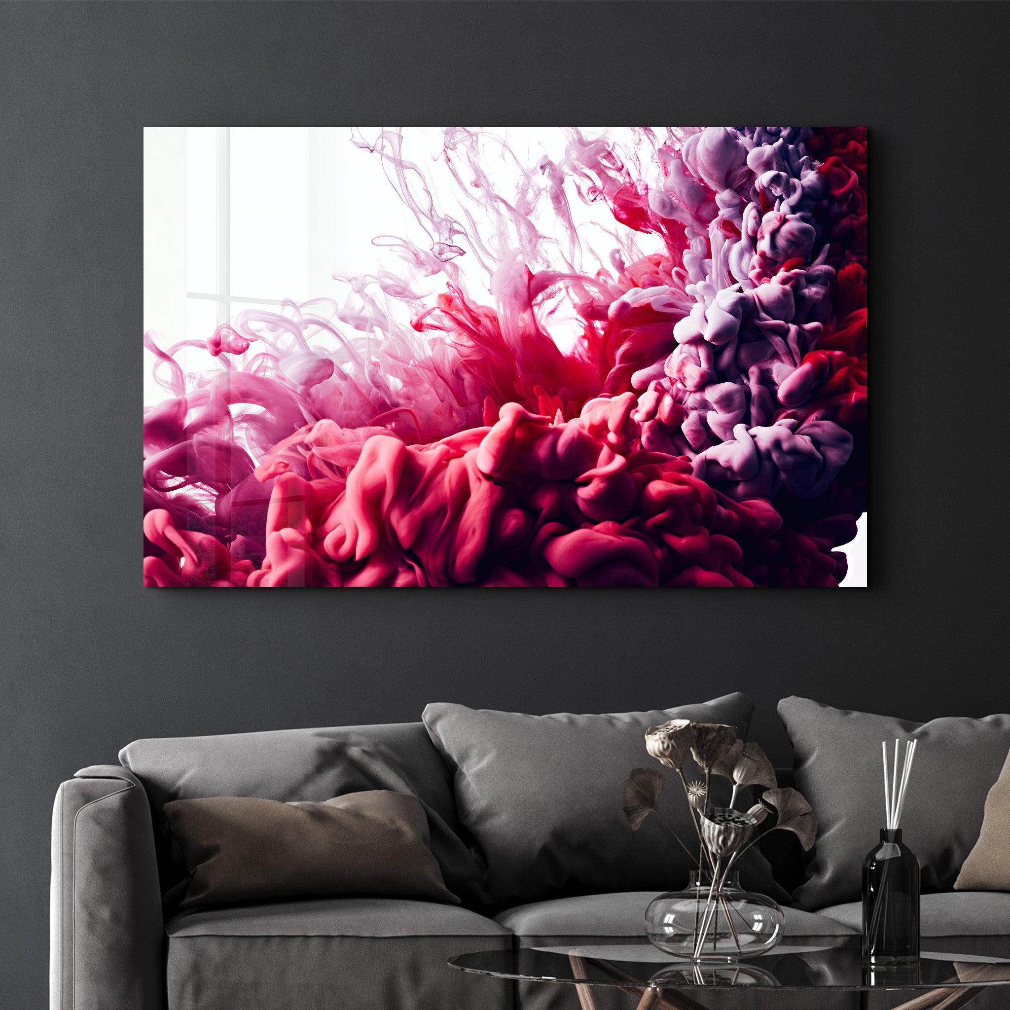 Smokes - Red to Pink | Glass Wall Art - ArtDesigna Glass Printing Wall Art