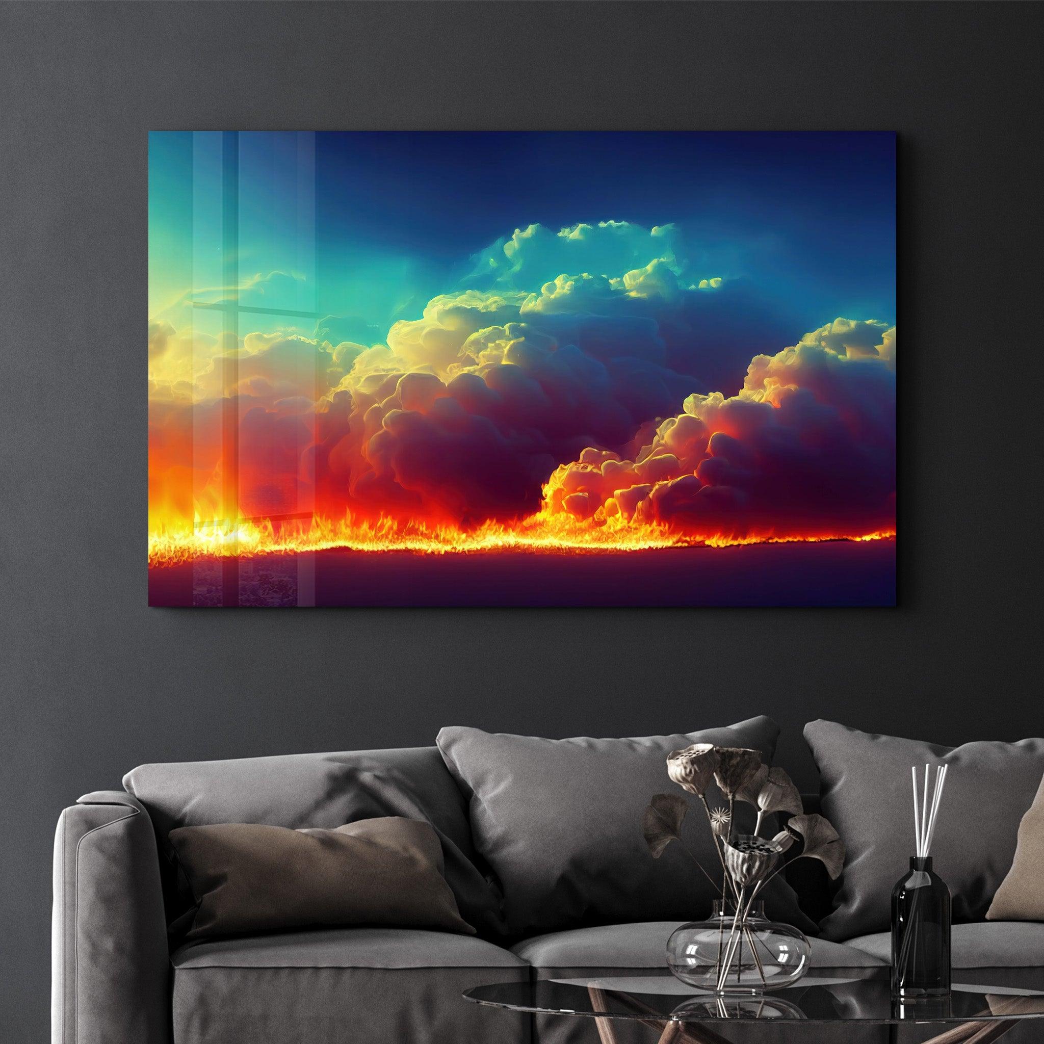 Fire Clouds | Motivational Glass Wall Art - Artdesigna