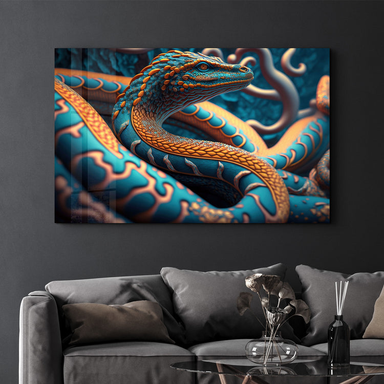 ・"Snake Dragon"・Secret World Collection Glass Wall Art - ArtDesigna Glass Printing Wall Art