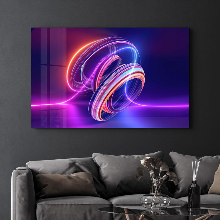 ・"Neon Lines"・Glass Wall Art - ArtDesigna Glass Printing Wall Art