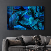 Blue Leaves | Glass Wall Art - ArtDesigna Glass Printing Wall Art