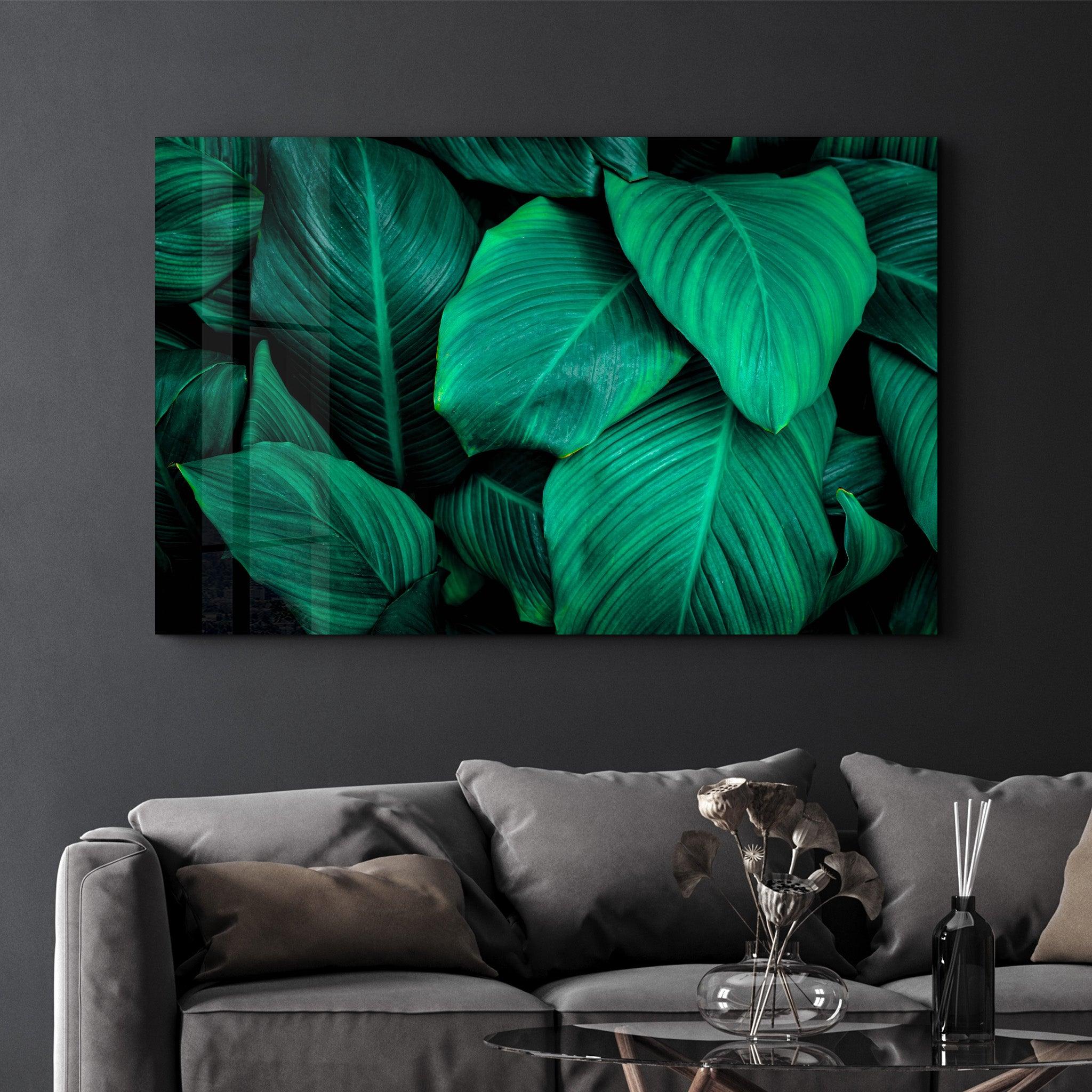 Green Leaves | Glass Wall Art - ArtDesigna Glass Printing Wall Art