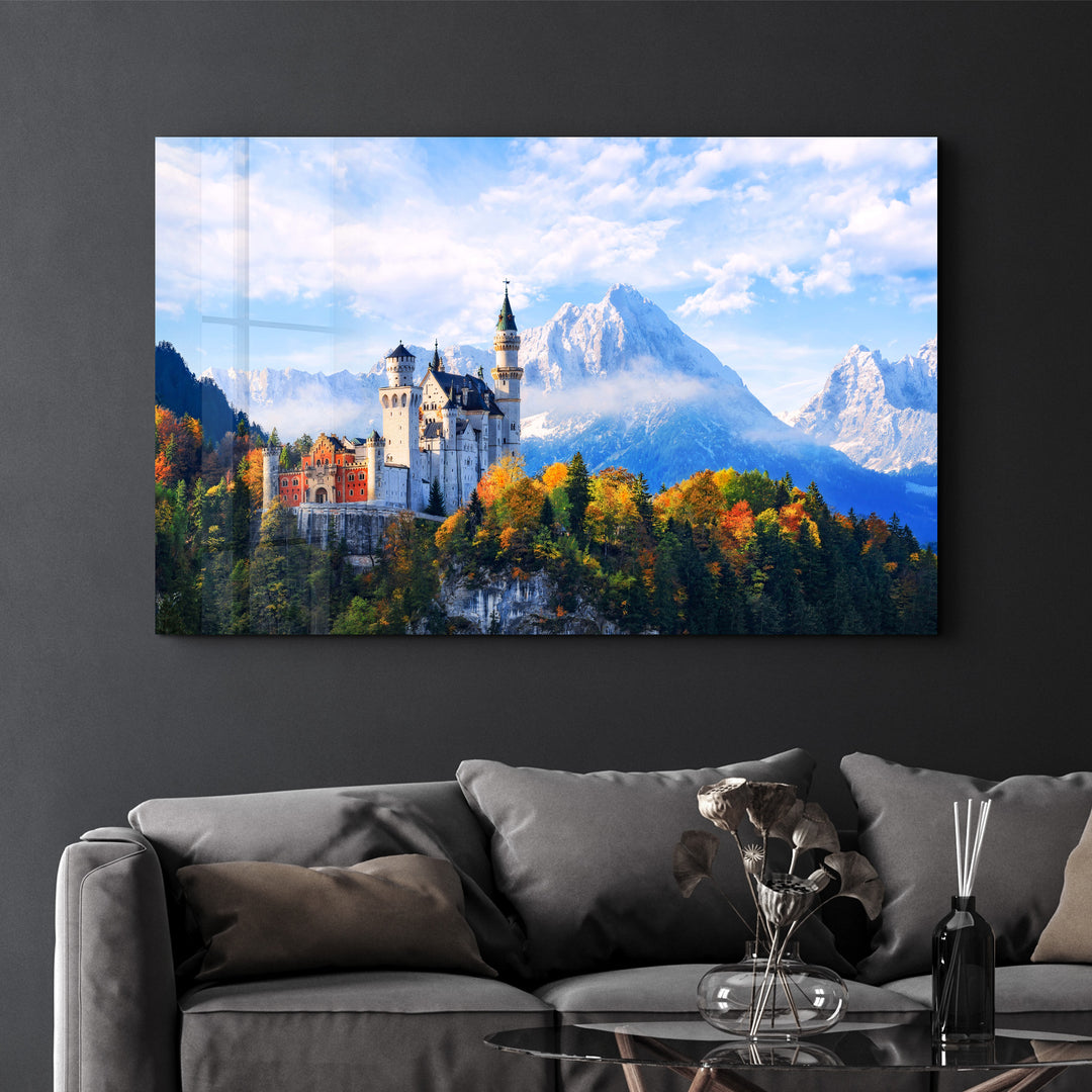 ・"Beautiful view of Neuschwanstein castle in the Bavarian Alps, Germany"・Glass Wall Art - ArtDesigna Glass Printing Wall Art