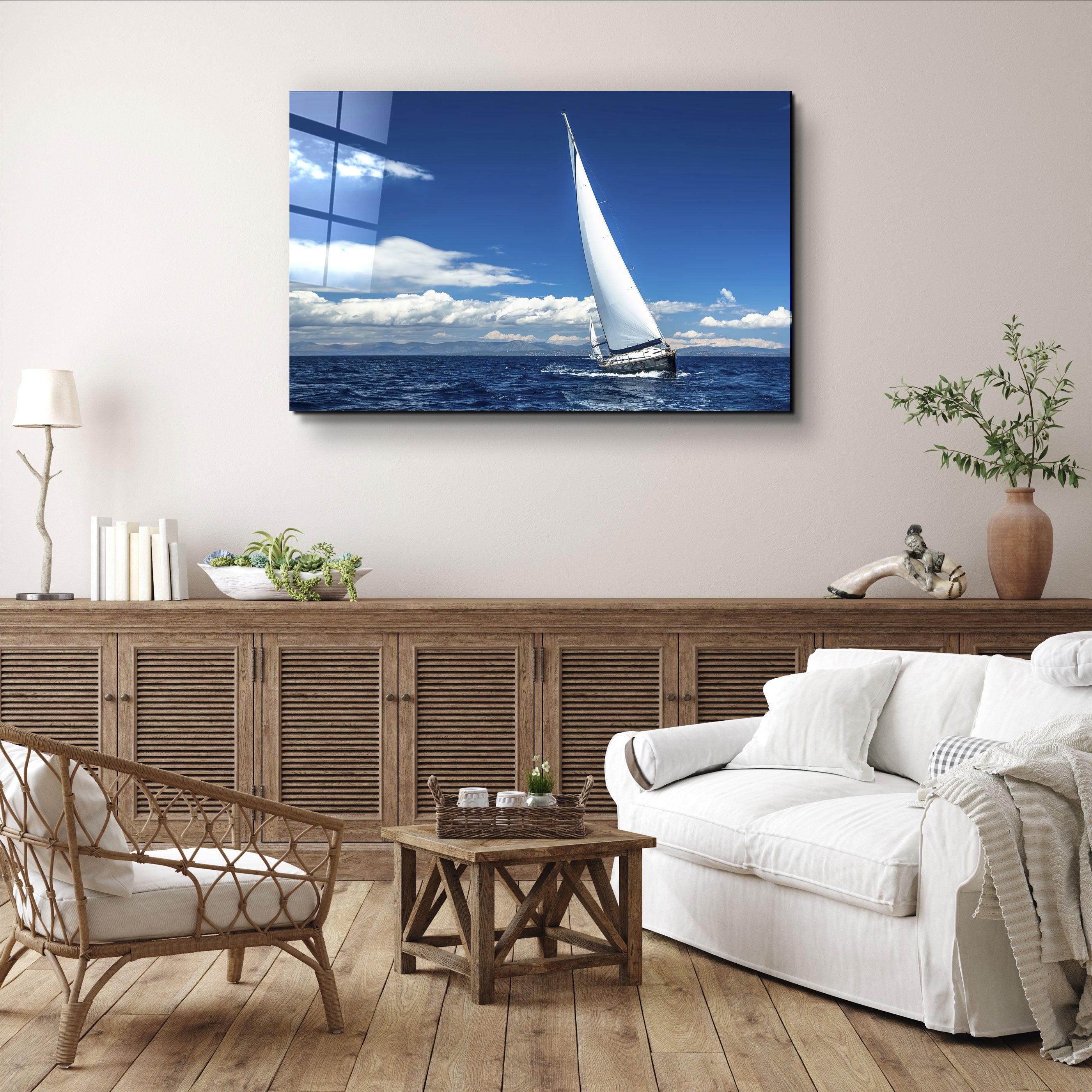 Sailing in the Ocean | Glass Printing Wall Art - ArtDesigna Glass Printing Wall Art