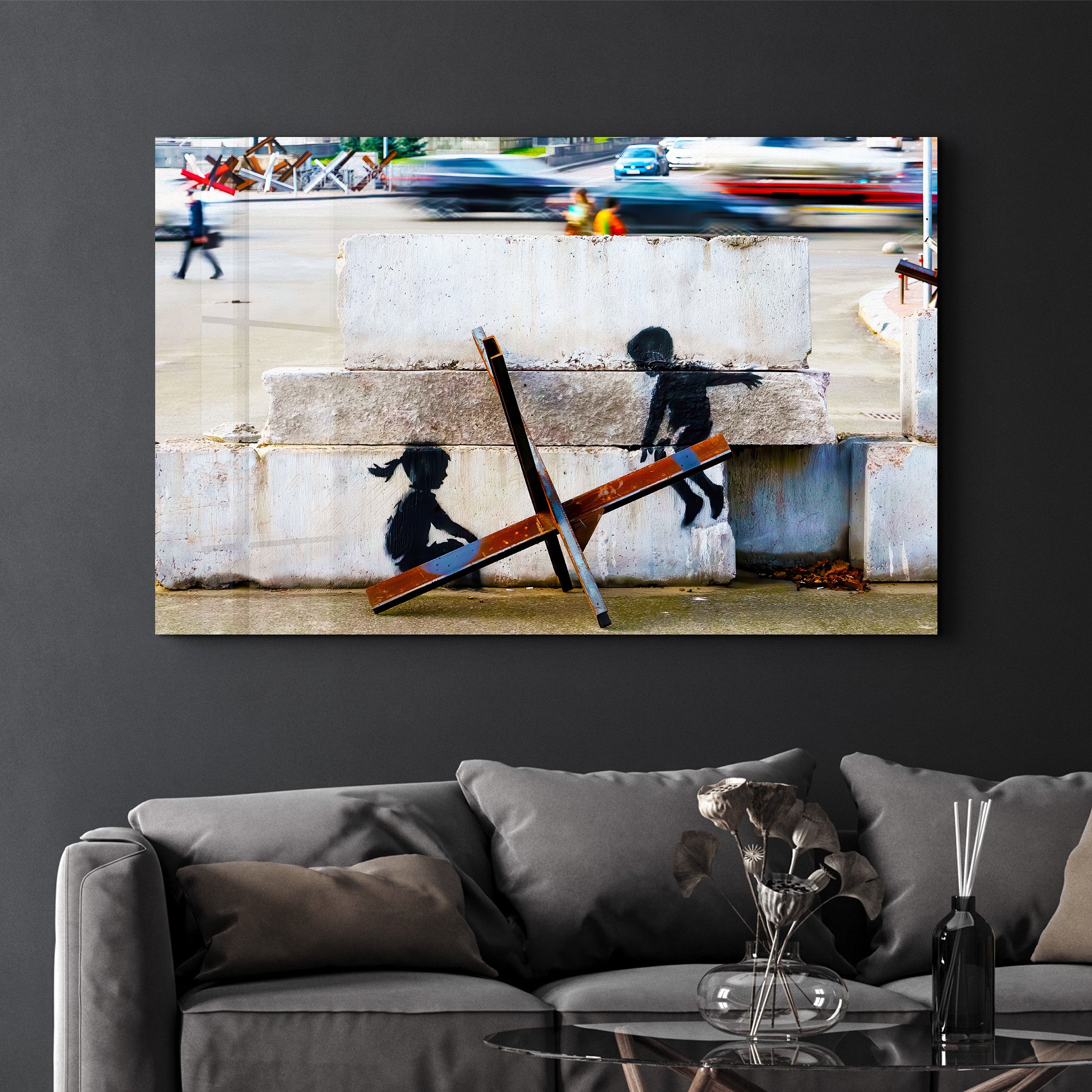 Banksy - Let the Children Play - Glass Wall Art - Artdesigna