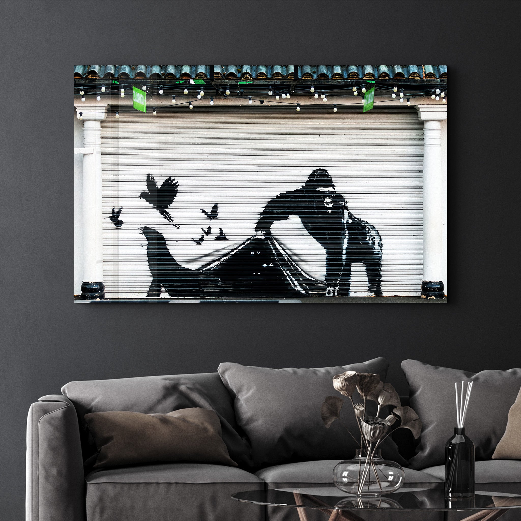 Tempered Glass, Wall Decor, Glass Printing, Banksy Horse Rider, Banksy outlet Graffiti Glass Decor, Banksy Horse Glass Wall Art,