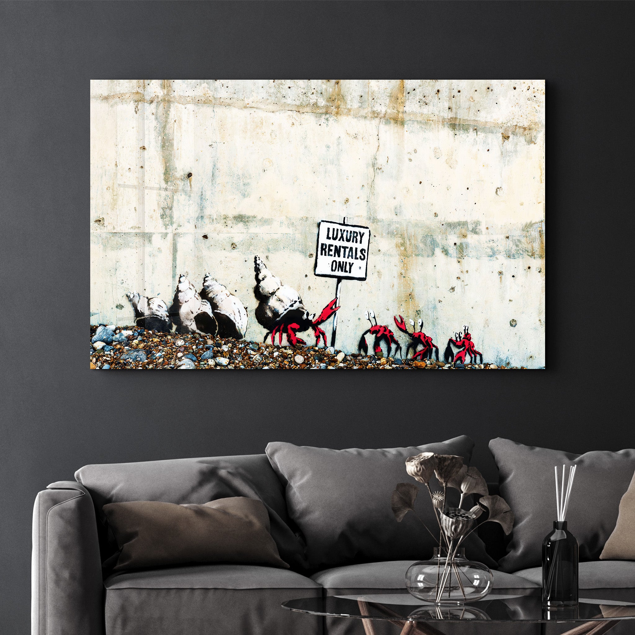 Banksy - Luxury Rentals Only - Glass Wall Art