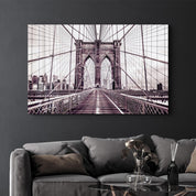 Brooklyn Bridge Retro Bronze | Glass Wall Art - ArtDesigna Glass Printing Wall Art