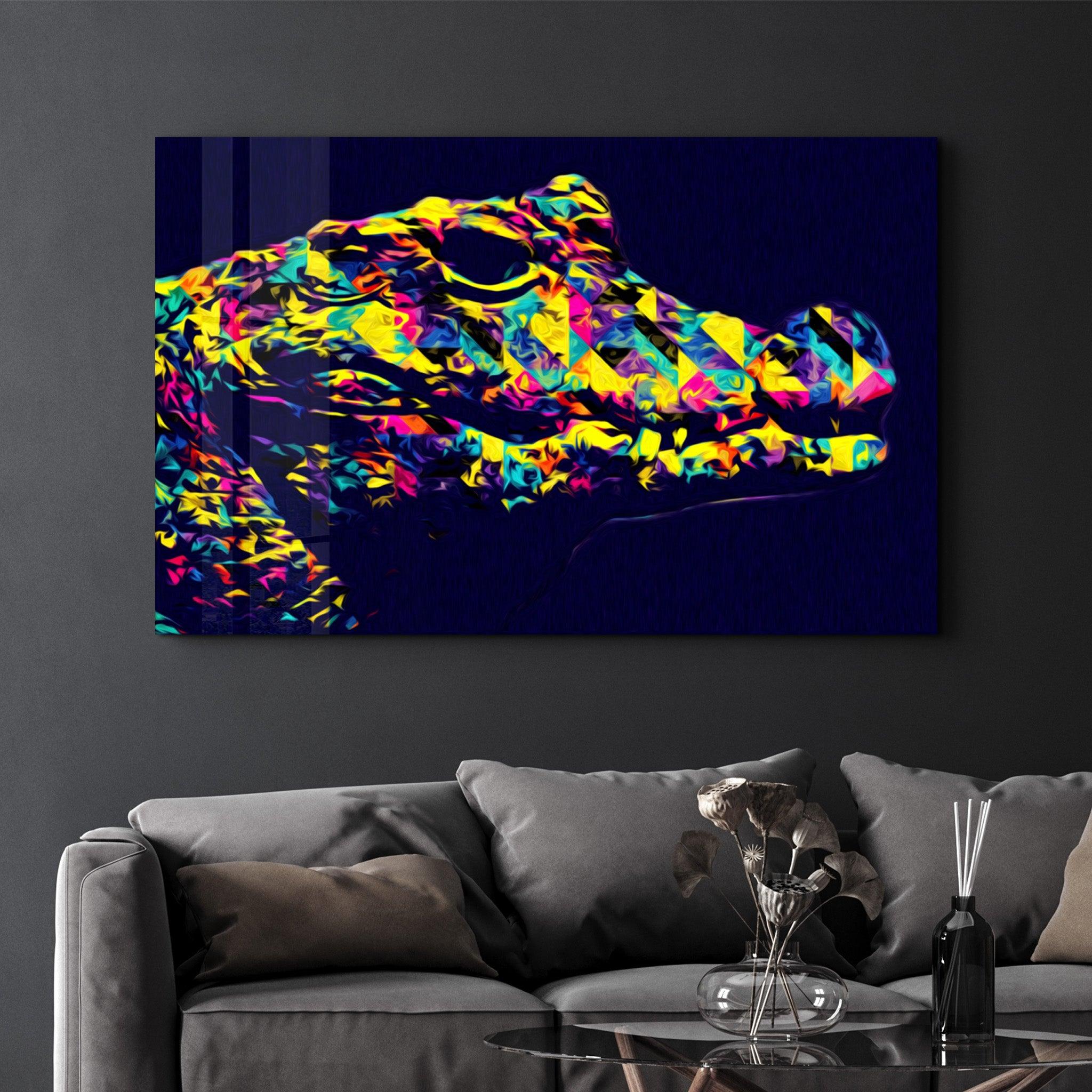 Colormix Crocodile | Glass Wall Art - ArtDesigna Glass Printing Wall Art