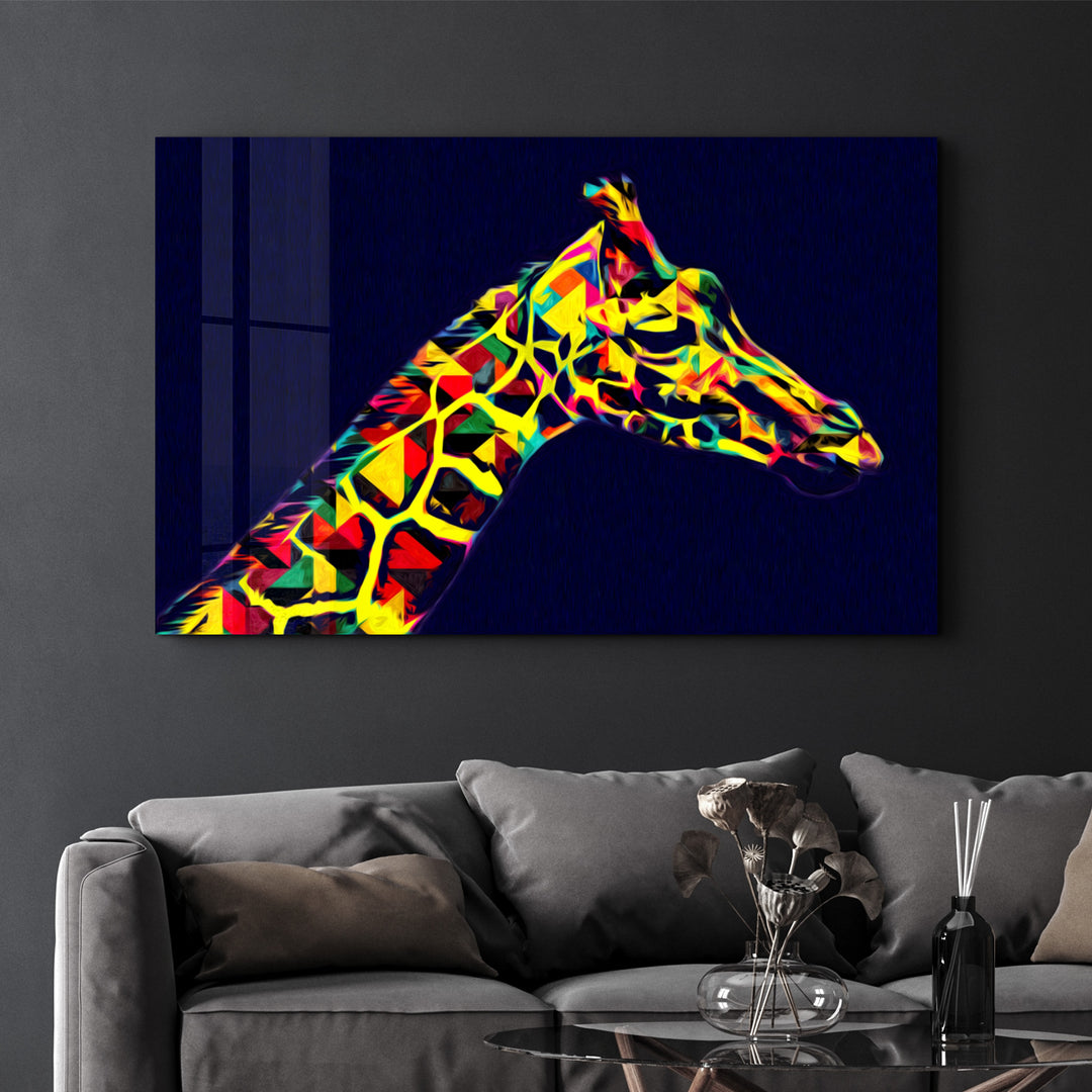 ・"Colormix Giraffe"・Glass Wall Art - ArtDesigna Glass Printing Wall Art