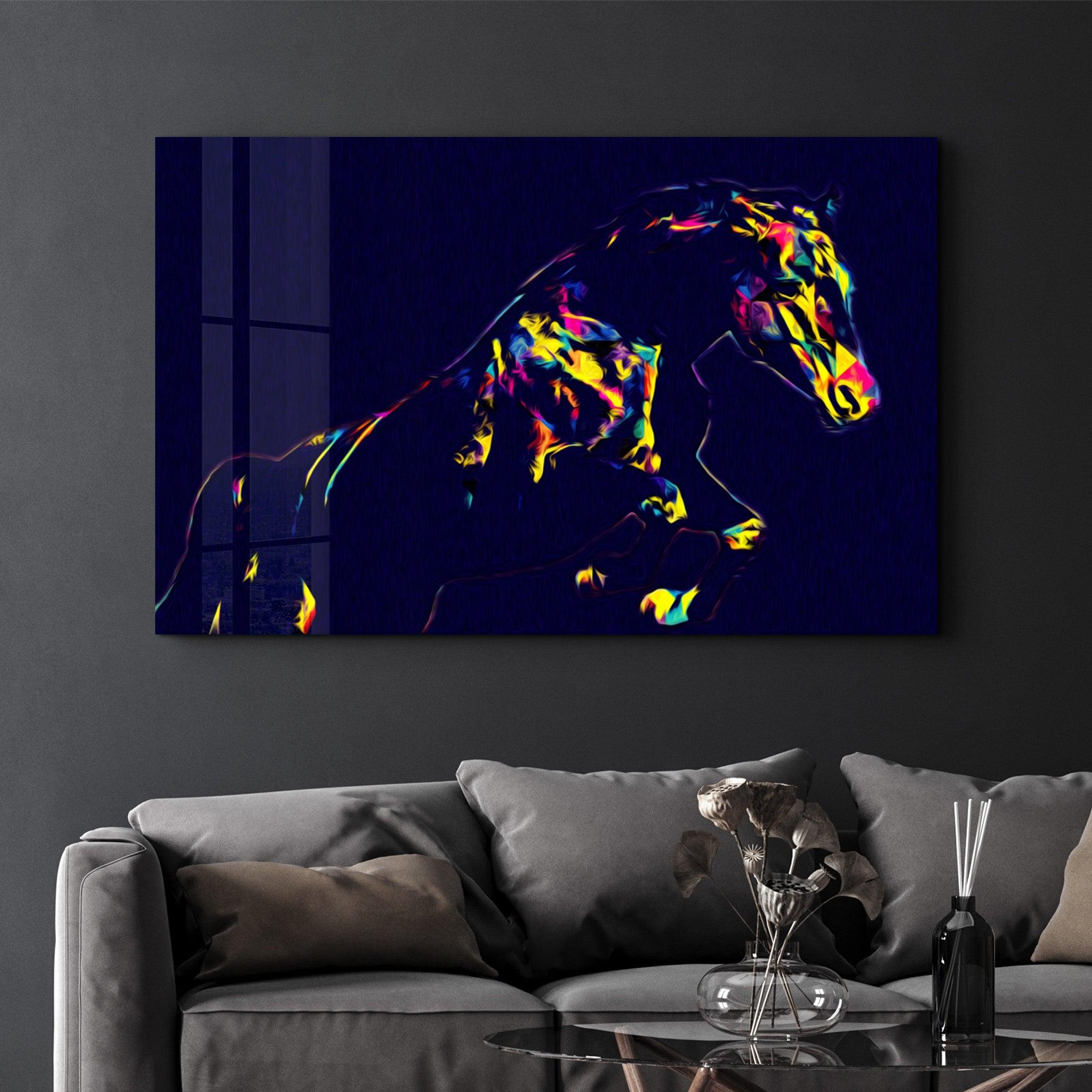 Colormix Horse - Glass Printing Wall Art - Office Decoration shops - Home Decoration - Housewarming Gift - Interior Design