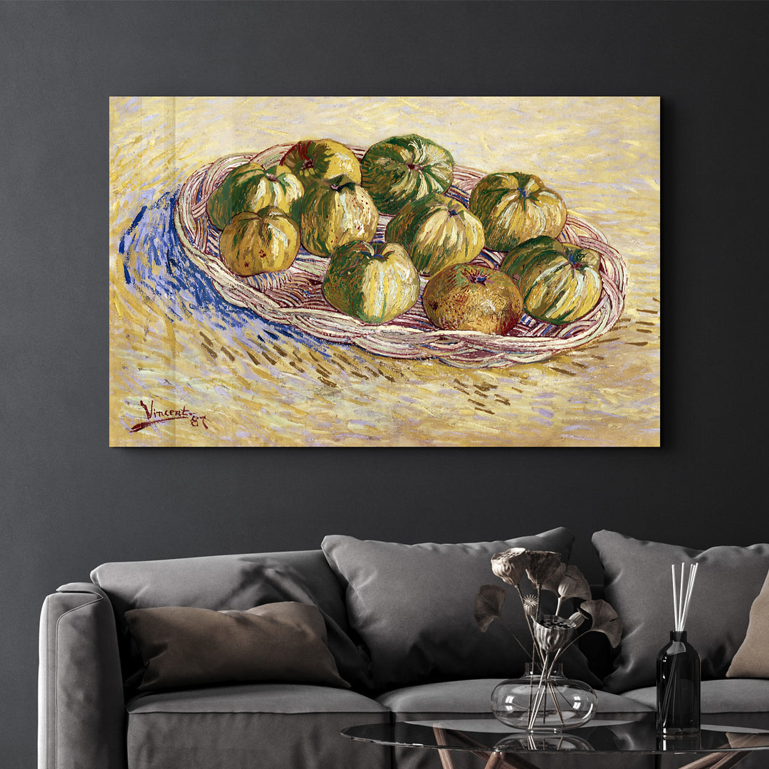 ・"Vincent van Gogh's Still Life, Basket of Apples (1887)"・Glass Wall Art - ArtDesigna Glass Printing Wall Art