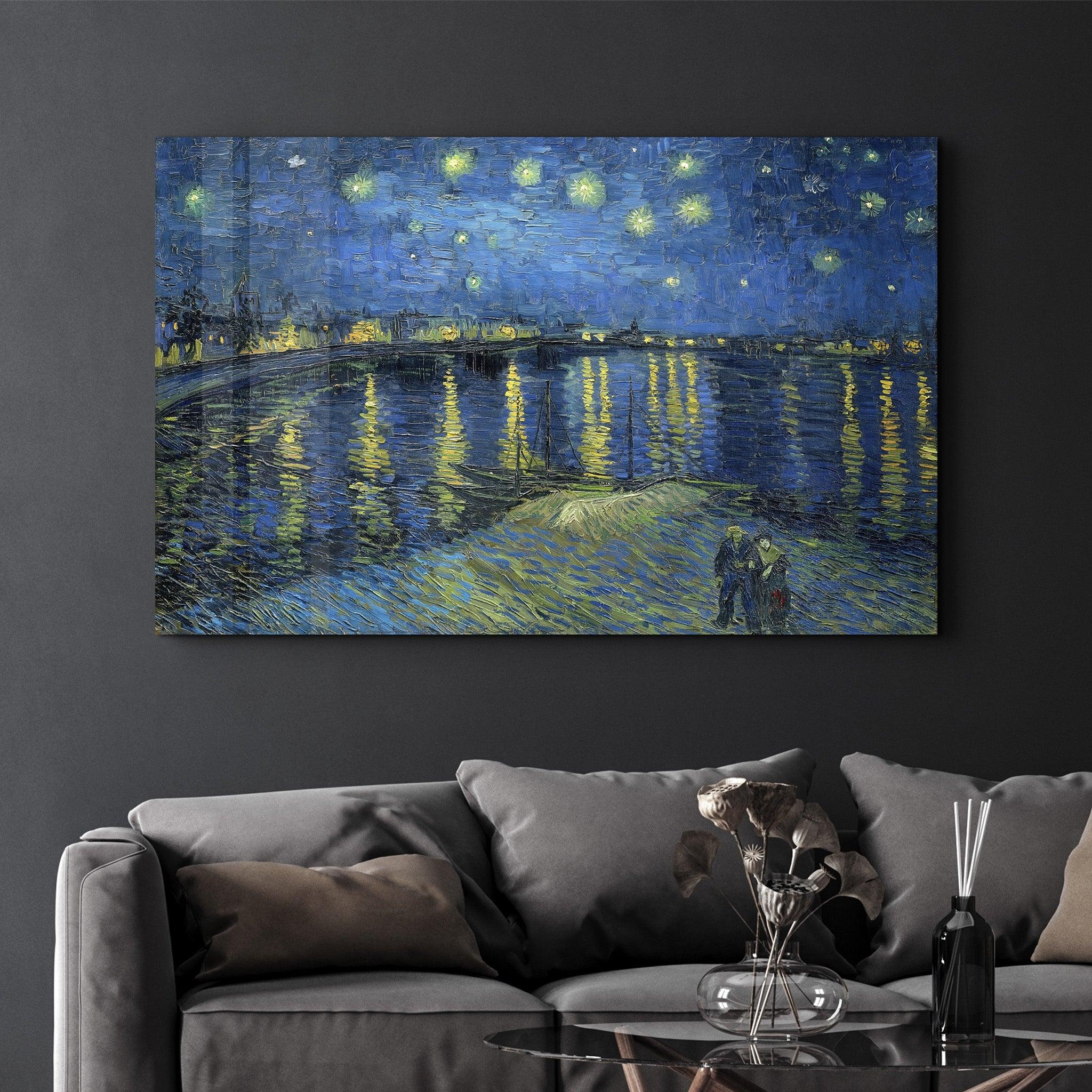Vincent van Gogh's Starry Night Over the Rhône (1888) | Glass Wall Art - ArtDesigna Glass Printing Wall Art
