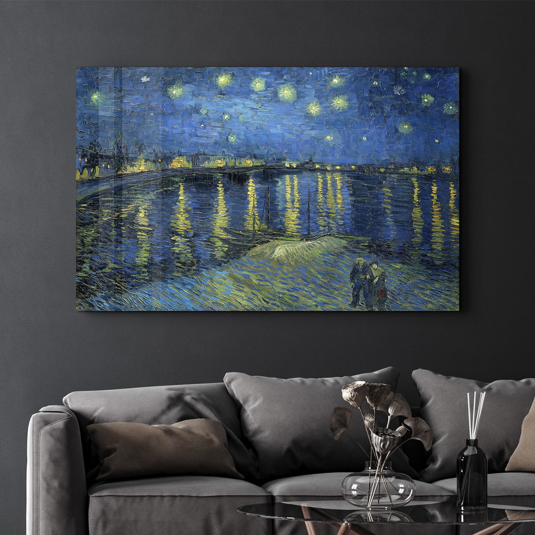 ・"Vincent van Gogh's Starry Night Over the Rhône (1888)"・Glass Wall Art - ArtDesigna Glass Printing Wall Art