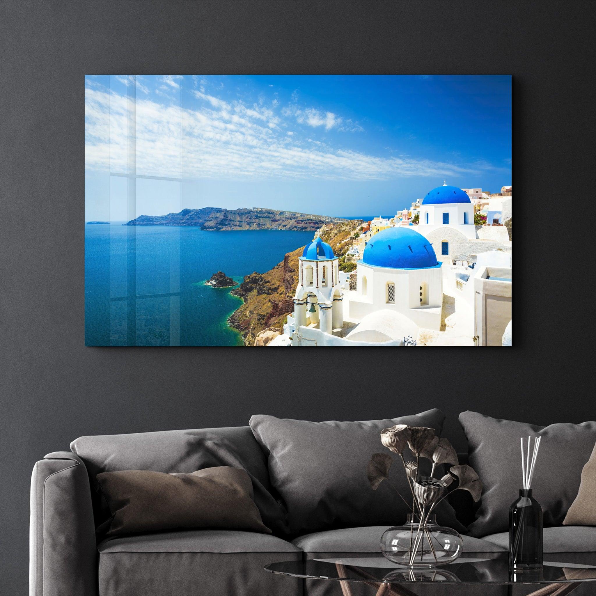 Thera From Santorini | Glass Wall Art - ArtDesigna Glass Printing Wall Art
