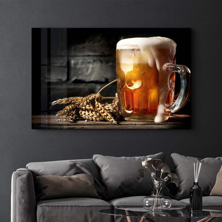 ・"Bubbling Beer"・Glass Wall Art - ArtDesigna Glass Printing Wall Art