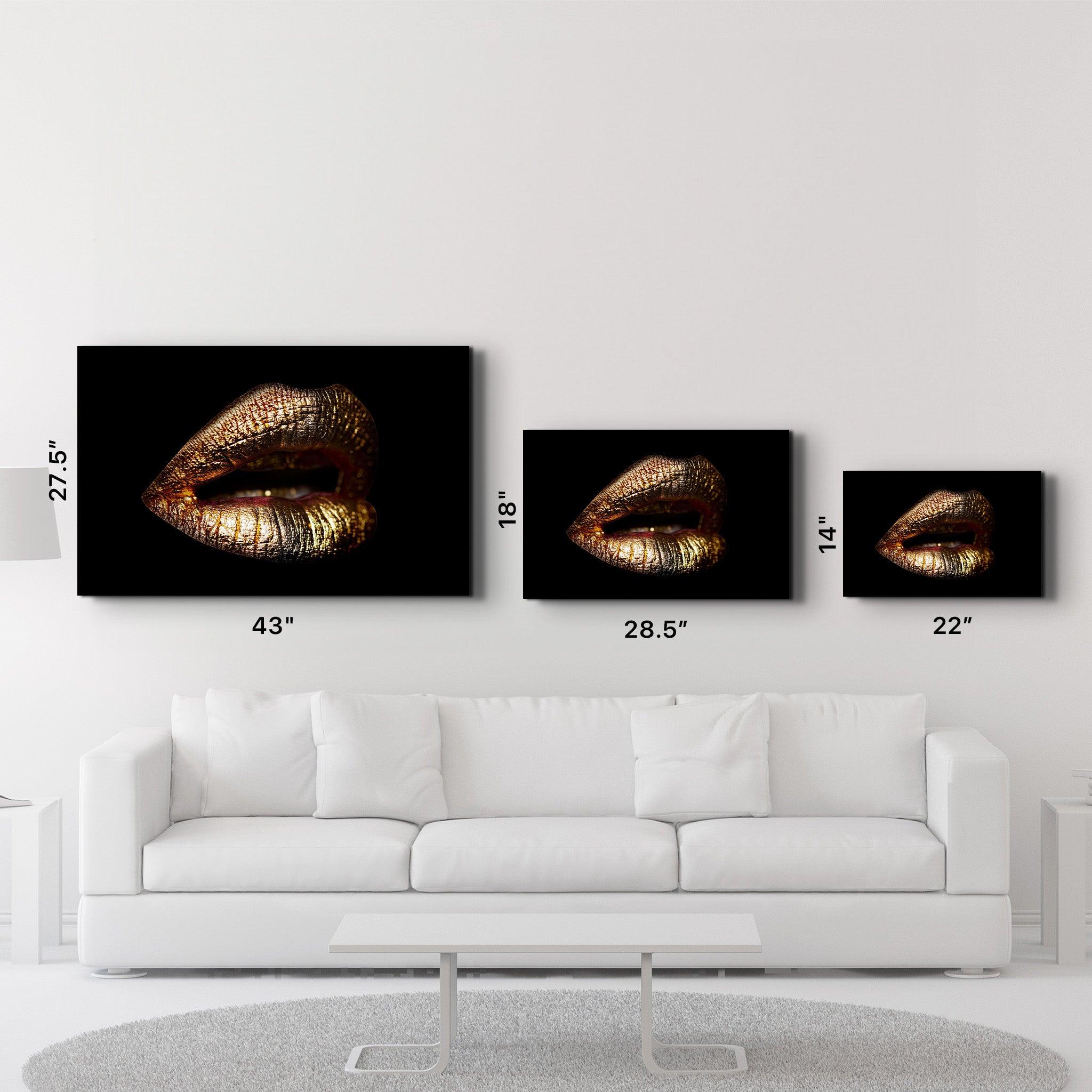 Golden Lips | Glass Wall Art - ArtDesigna Glass Printing Wall Art