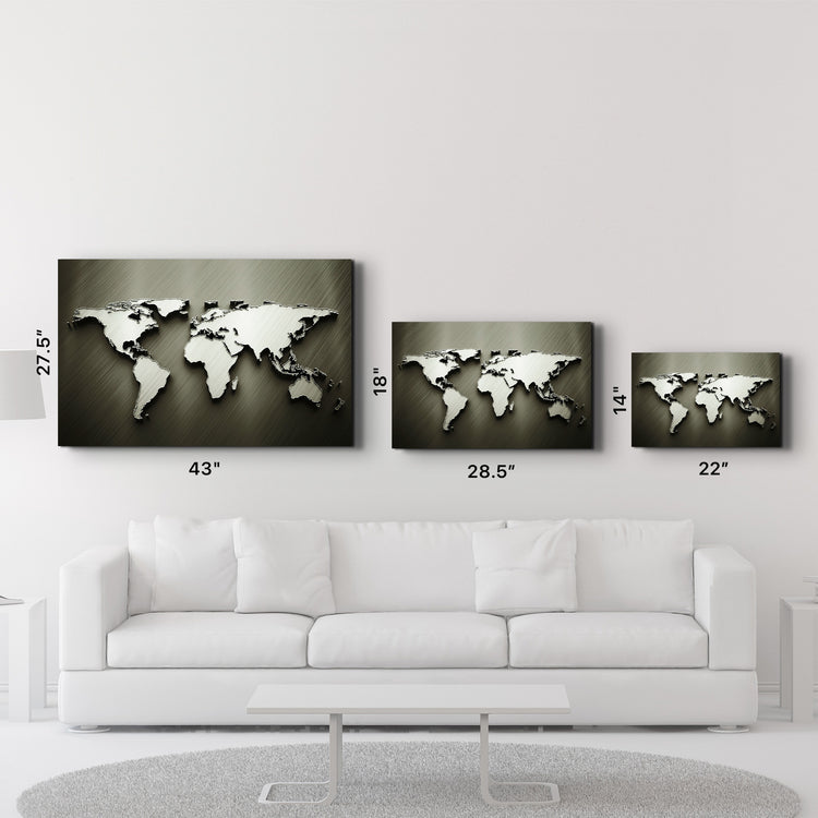 ・"Metallic World Map"・Glass Wall Art - ArtDesigna Glass Printing Wall Art