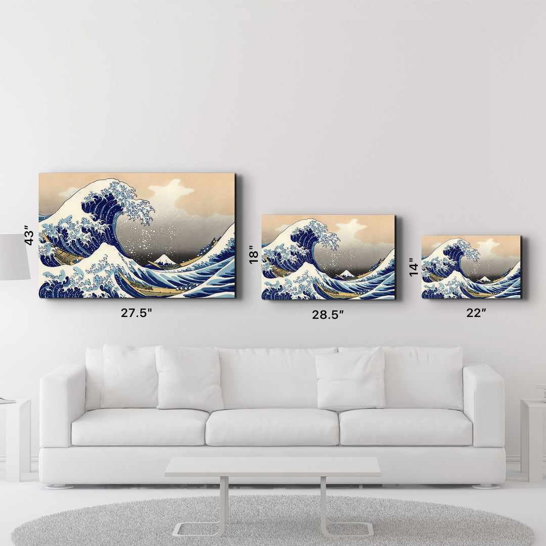 ・"The Great Wave off Kanagawa (1829) by Hokusai"・Glass Wall Art - ArtDesigna Glass Printing Wall Art