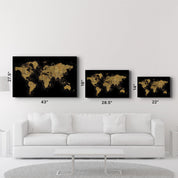 World Map In Golden | Glass Wall Art - ArtDesigna Glass Printing Wall Art