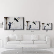 Banksy - fighter jet kite | Glass Wall Art - ArtDesigna Glass Printing Wall Art