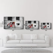 Red Bicycle Retro | Glass Wall Art - Artdesigna