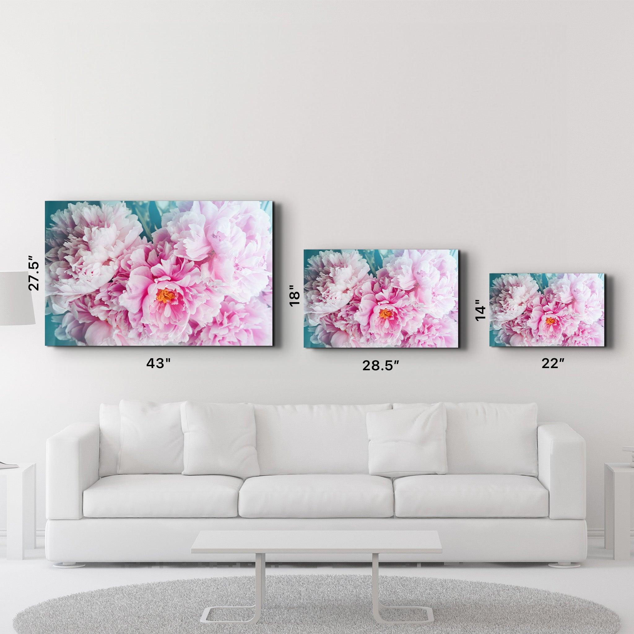 Blushing Peonies | Glass Wall Art - Artdesigna