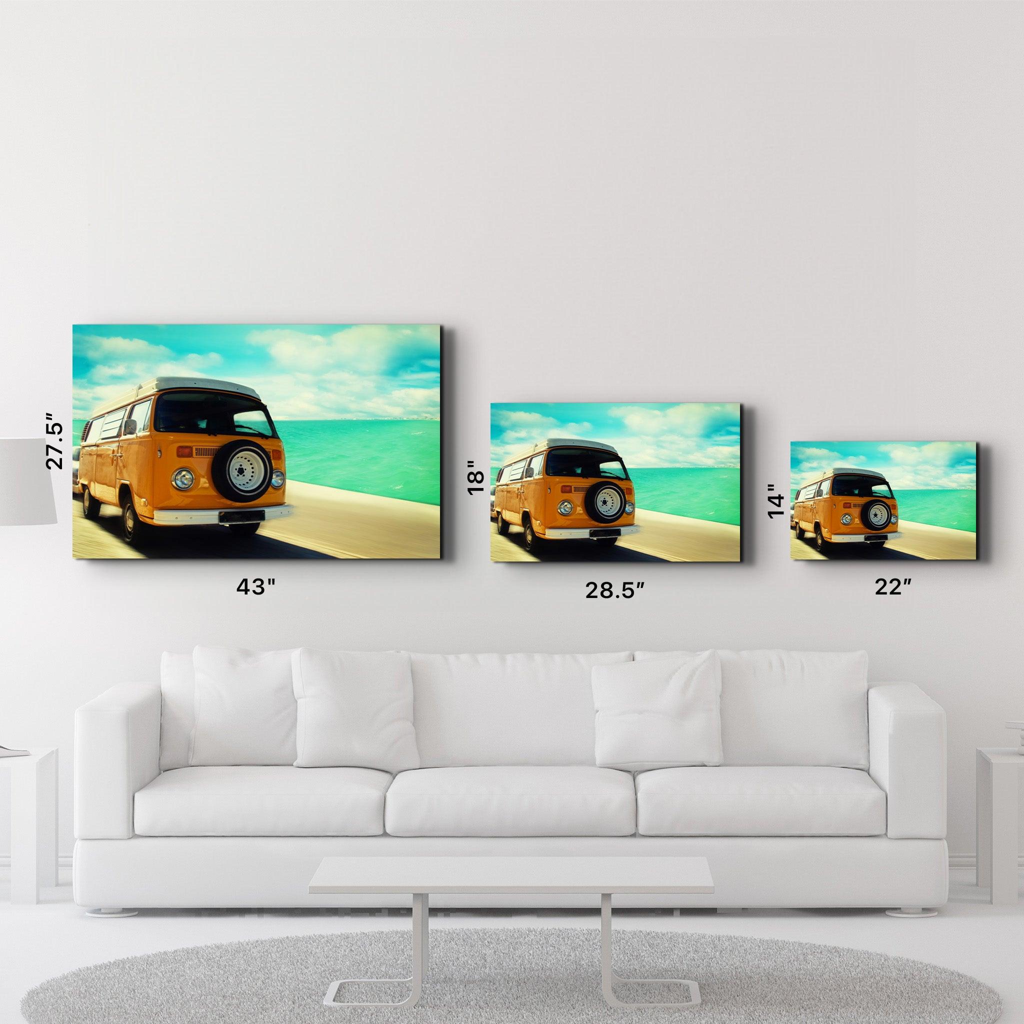 VW Minibus | Glass Wall Art - Artdesigna