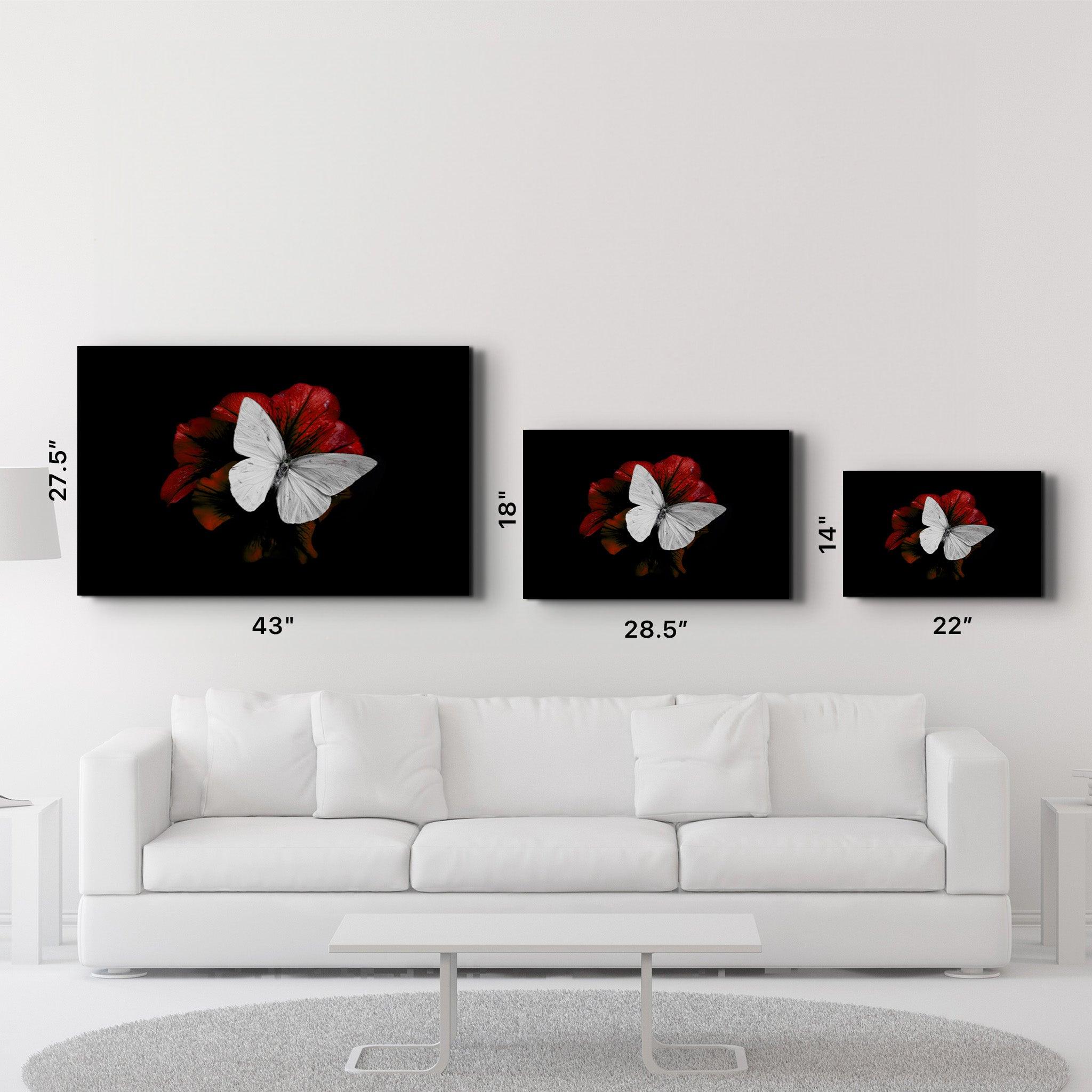 Silent Grace: White Butterfly | Glass Wall Art - Artdesigna