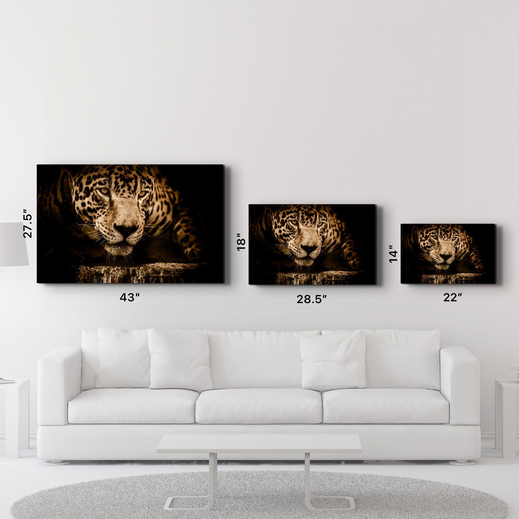 The Watchful Leopard | Glass Wall Art - Artdesigna