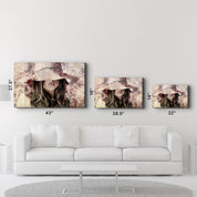 Girl in Retro Hat | Glass Wall Art - Artdesigna