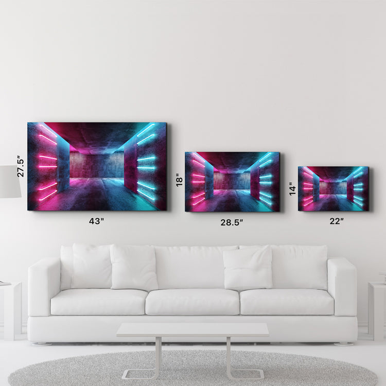 ・"Neon Corridor"・Glass Wall Art - ArtDesigna Glass Printing Wall Art