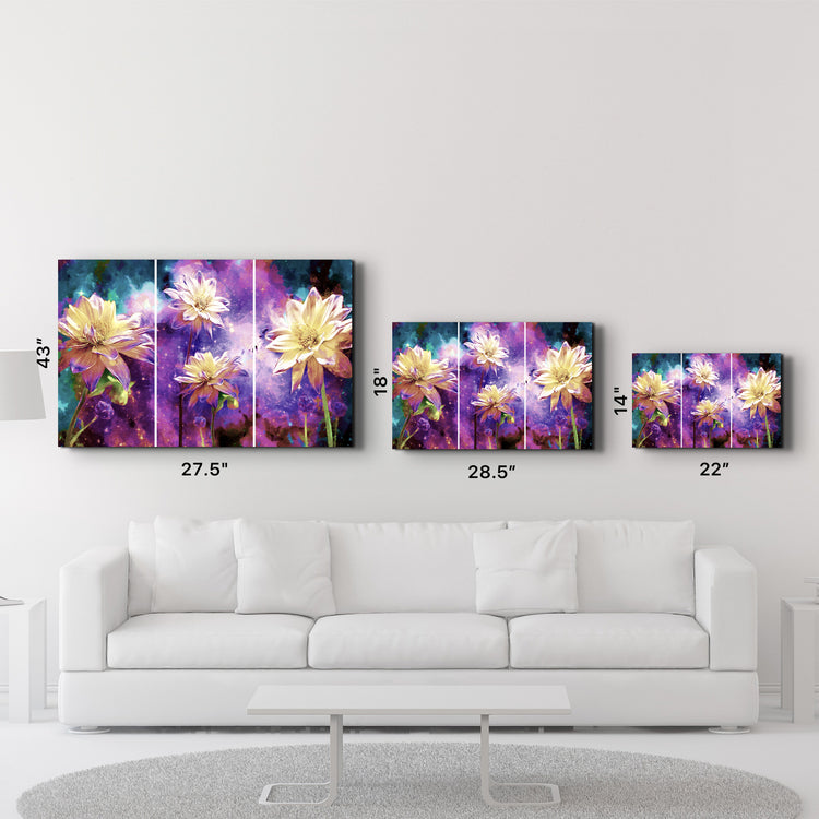 ・"Divided Flowers Purple"・Glass Wall Art - ArtDesigna Glass Printing Wall Art